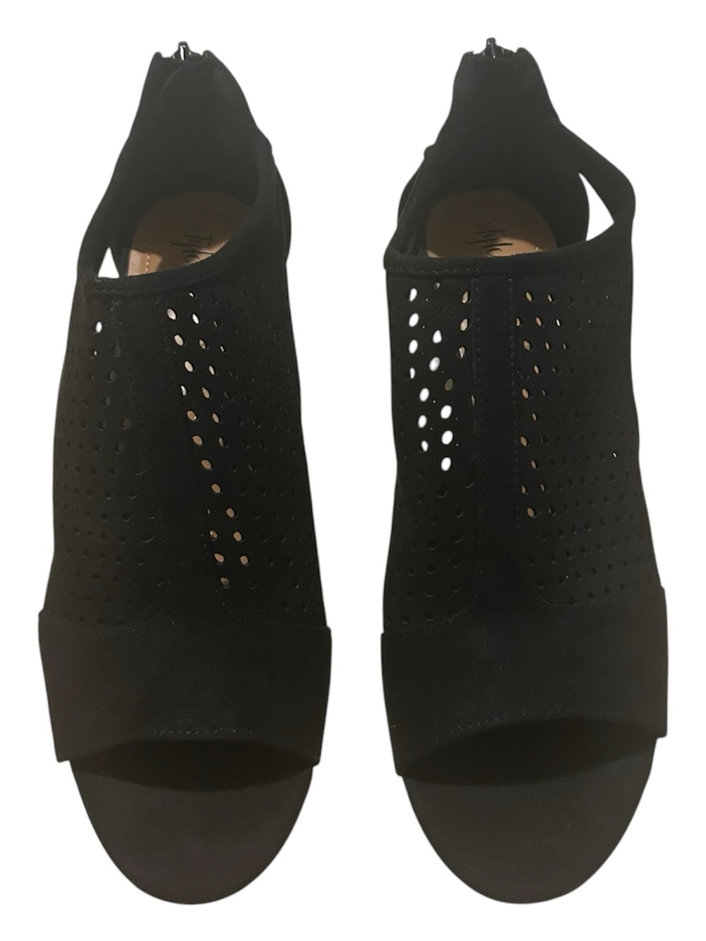 Style & Co. Black Perforated Open-Toe Heels